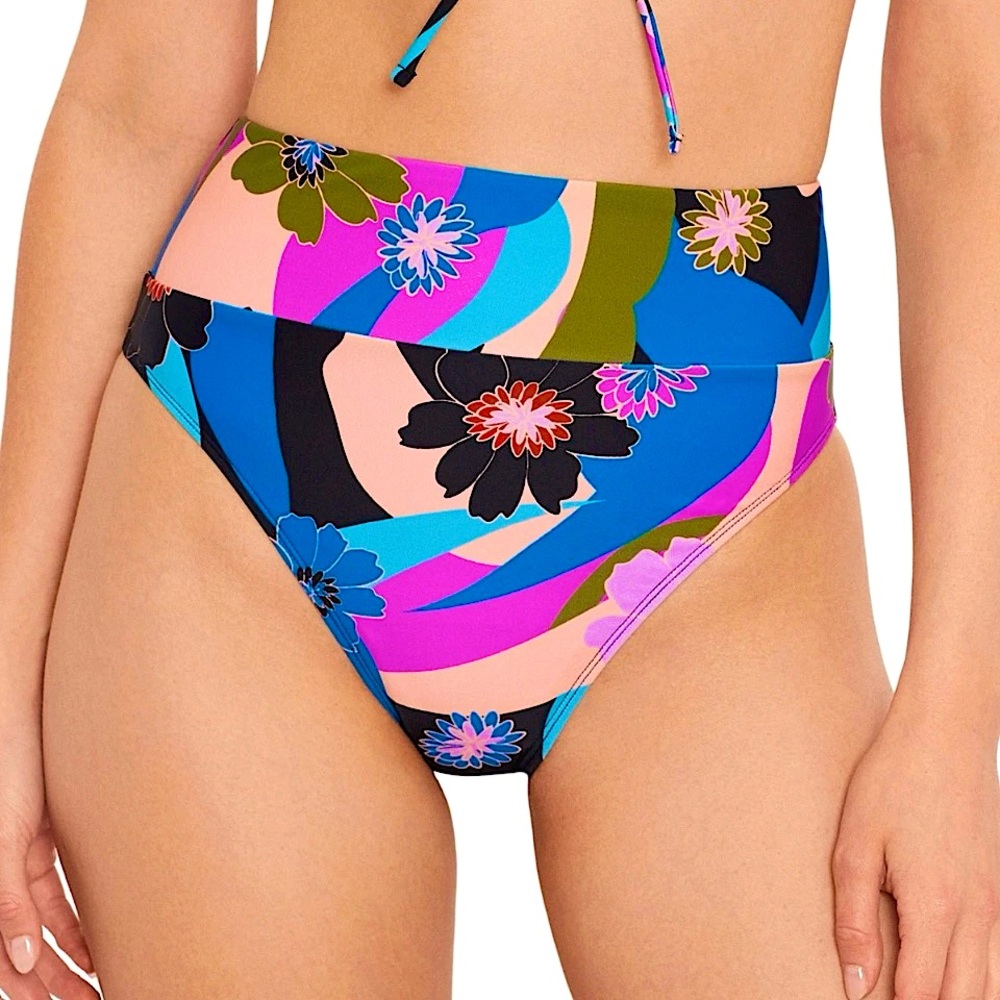 NWT Salt + Cove Womens Blooming Wave High-Waist Bikini Bottoms size large